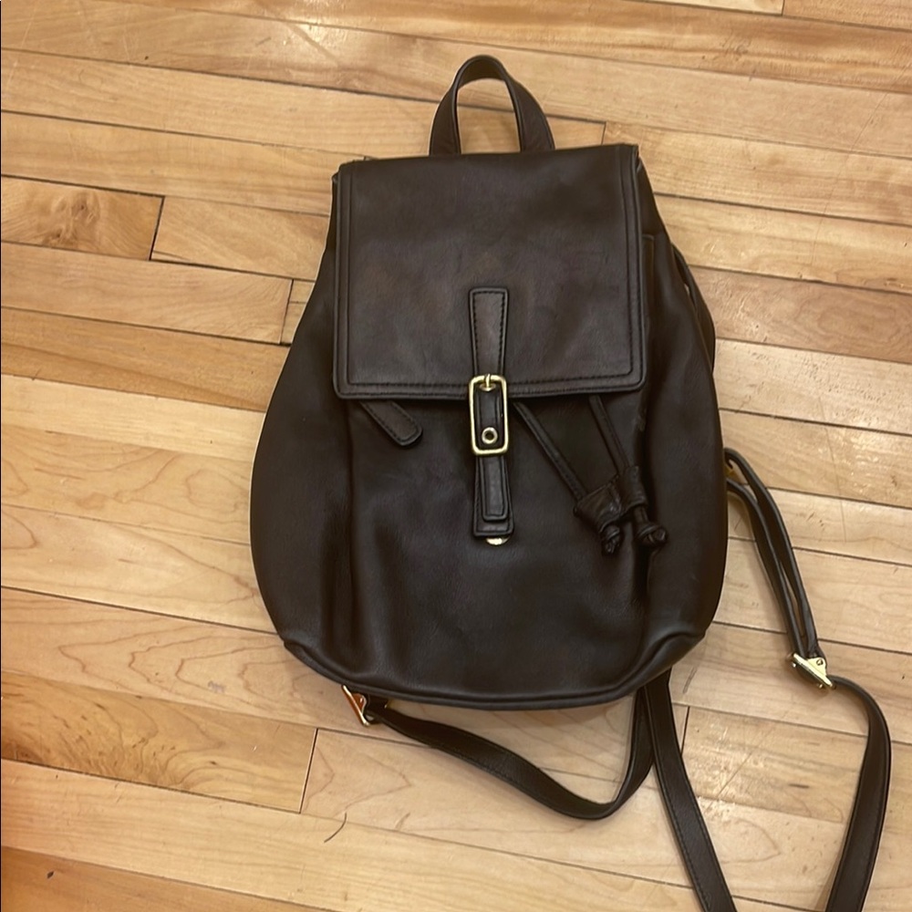 Coach leather Elegant Black Backpack with Buckle